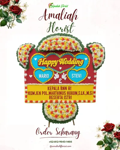 Karangan Papan Bunga Pernikahan di Rajaiyang